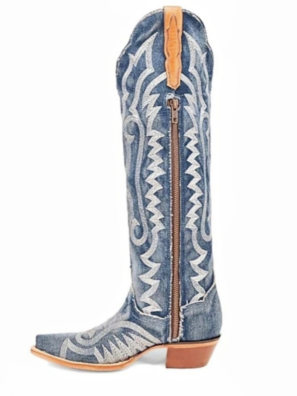Dan Post Denim Darlin' Embroidered Boots Blue & Orange